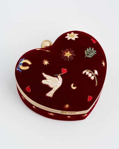 Fable England - Love Scatter Red Velvet Embroidered Jewellery Box