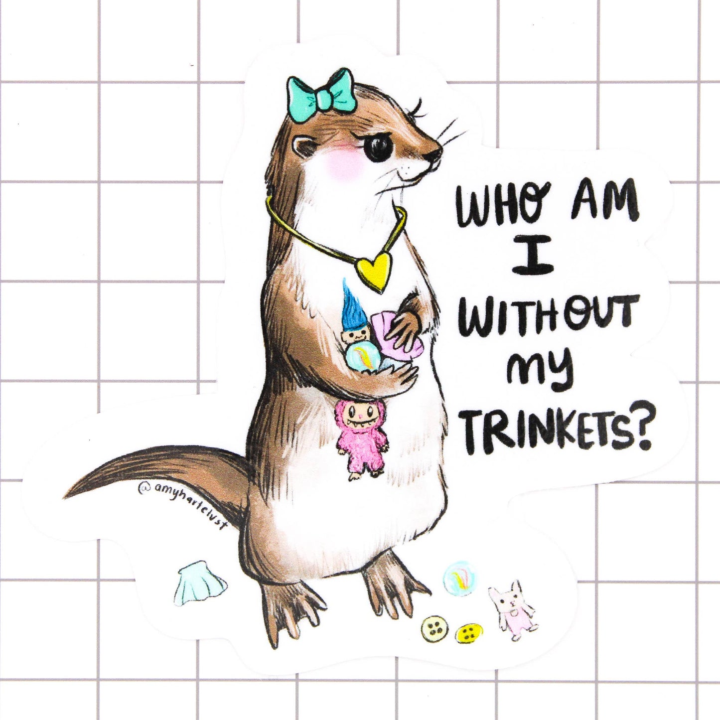 Amy Hartelust Art and Illustration - Trinket Otter Vinyl Sticker