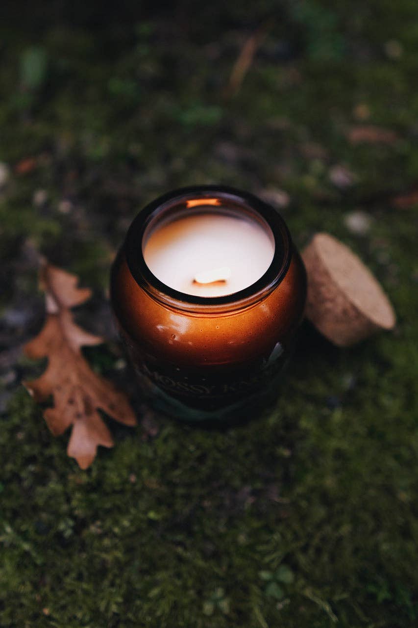 Fablewood Goods - Mossy Knoll | 8oz Apothecary Organic Soy | Wood Wick Candle