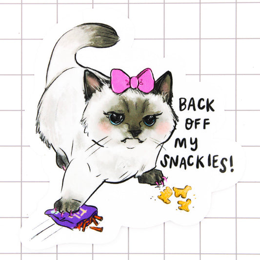 Amy Hartelust Art and Illustration - Hangry Kitty Vinyl Sticker (Back Off My Snackies)