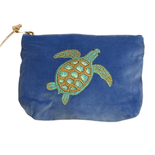 Elizabeth Scarlett- Swimming Turtle Mini Pouch Caribbean Blue