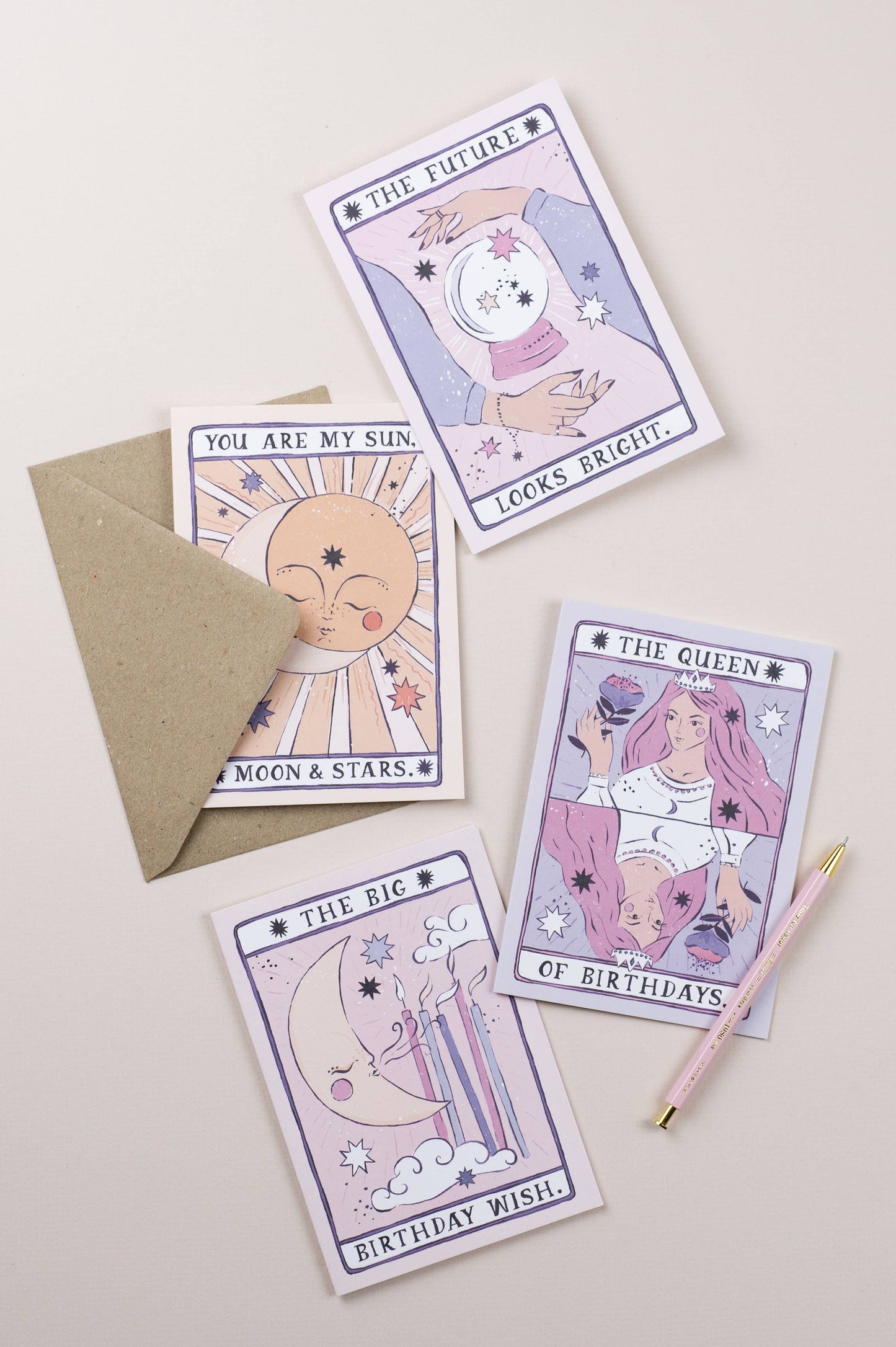 Sister Paper Co. - Tarot Moon Birthday Card | Unisex Birthday Card | Moon Tarot