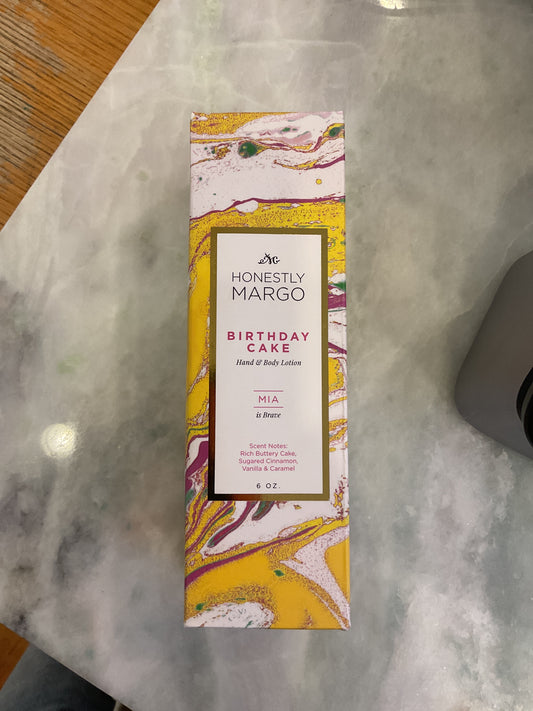 Honestly Margo birthday cake lotion
