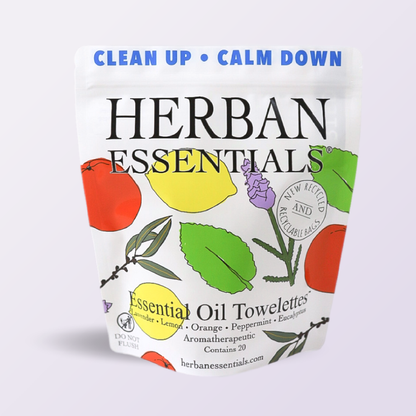 Herban Essentials - Assorted Towelettes - 20 Individual Essential Oil Wipes