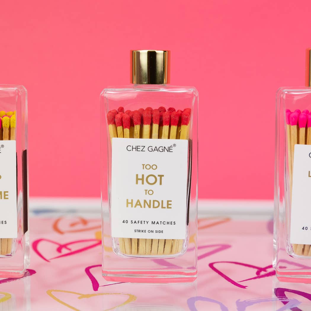 Chez Gagné - Too Hot To Handle - Glass Bottle Matches, Red, Funny Gift