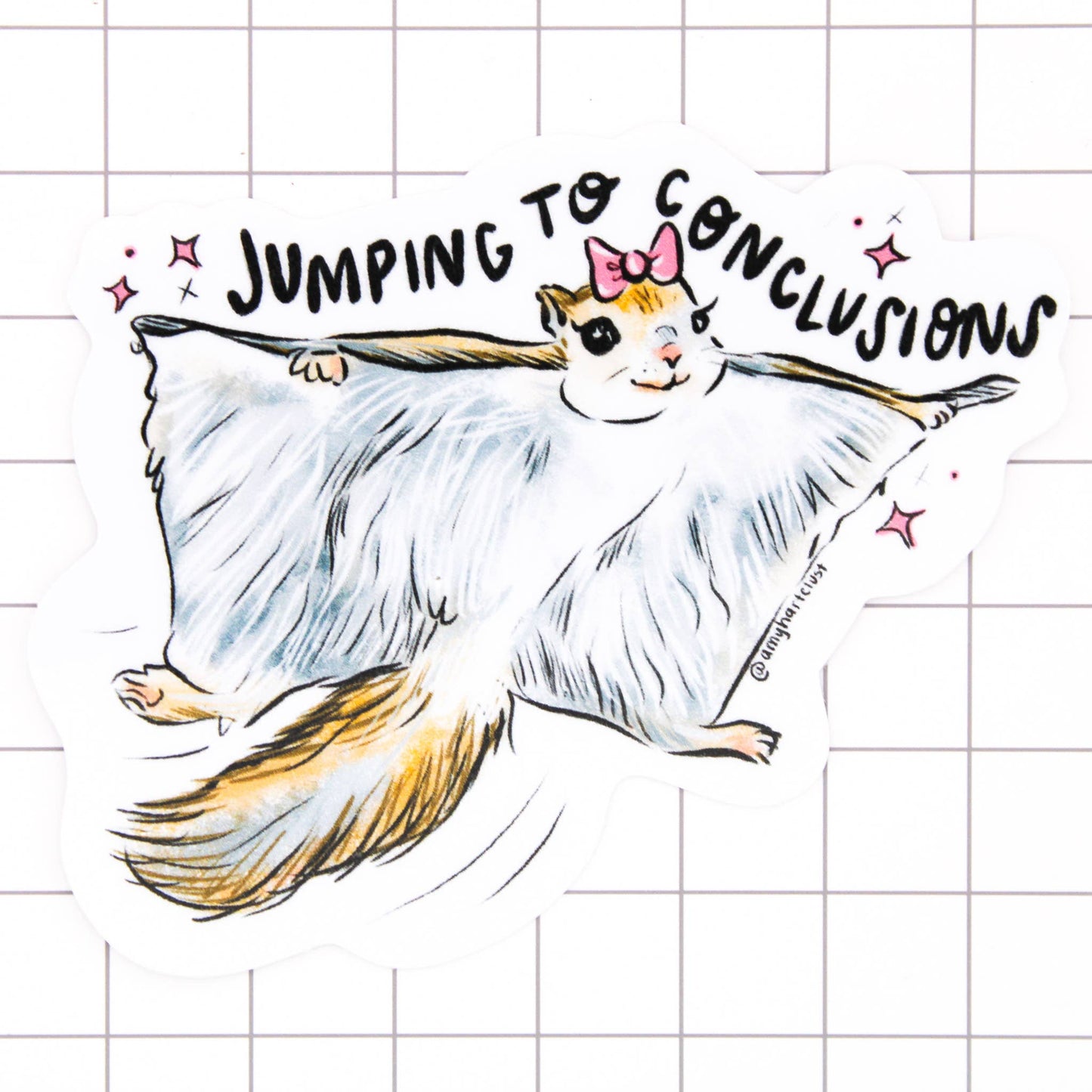 Amy Hartelust Art and Illustration - Jumping To Conclusions Squirrel Vinyl Sticker