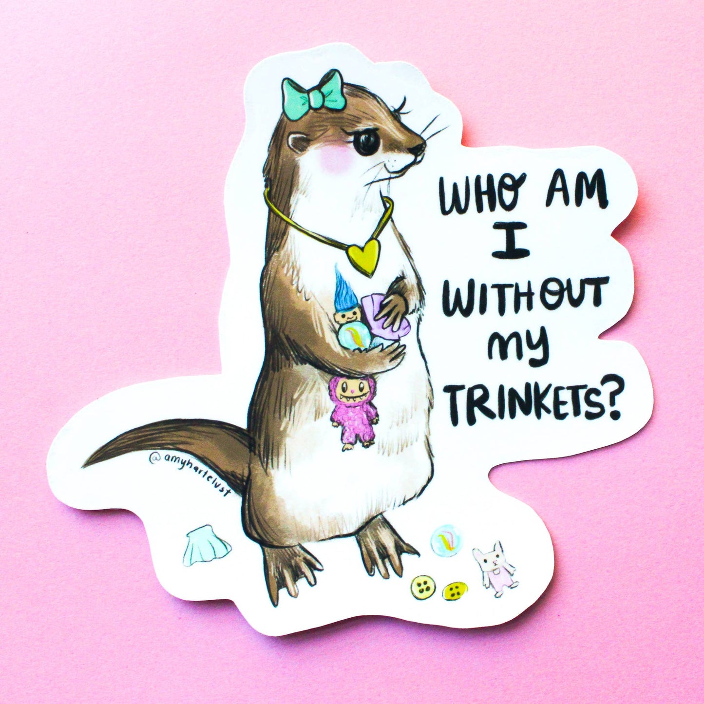 Amy Hartelust Art and Illustration - Trinket Otter Vinyl Sticker