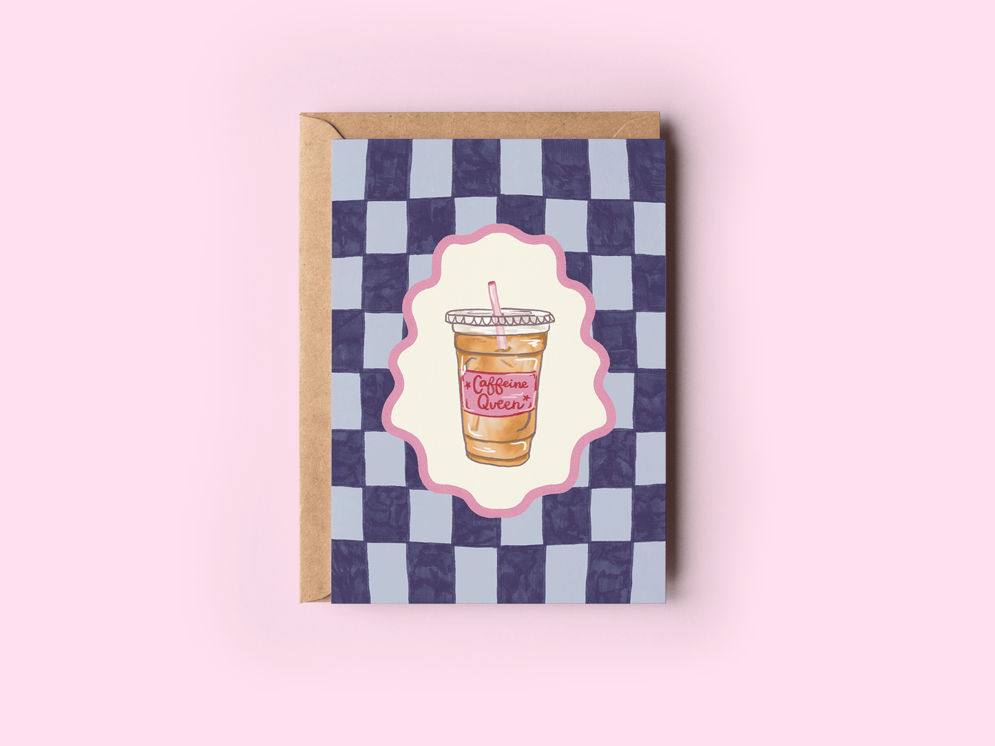 The Shelley Society - Caffeine Queen Iced Coffee Coquette Caffeine Greeting Card