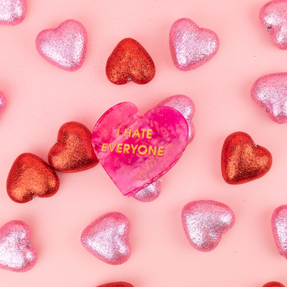 Chez Gagné - I Hate Everyone - Heart Acetate Hair Claw Clip, Funny Gift