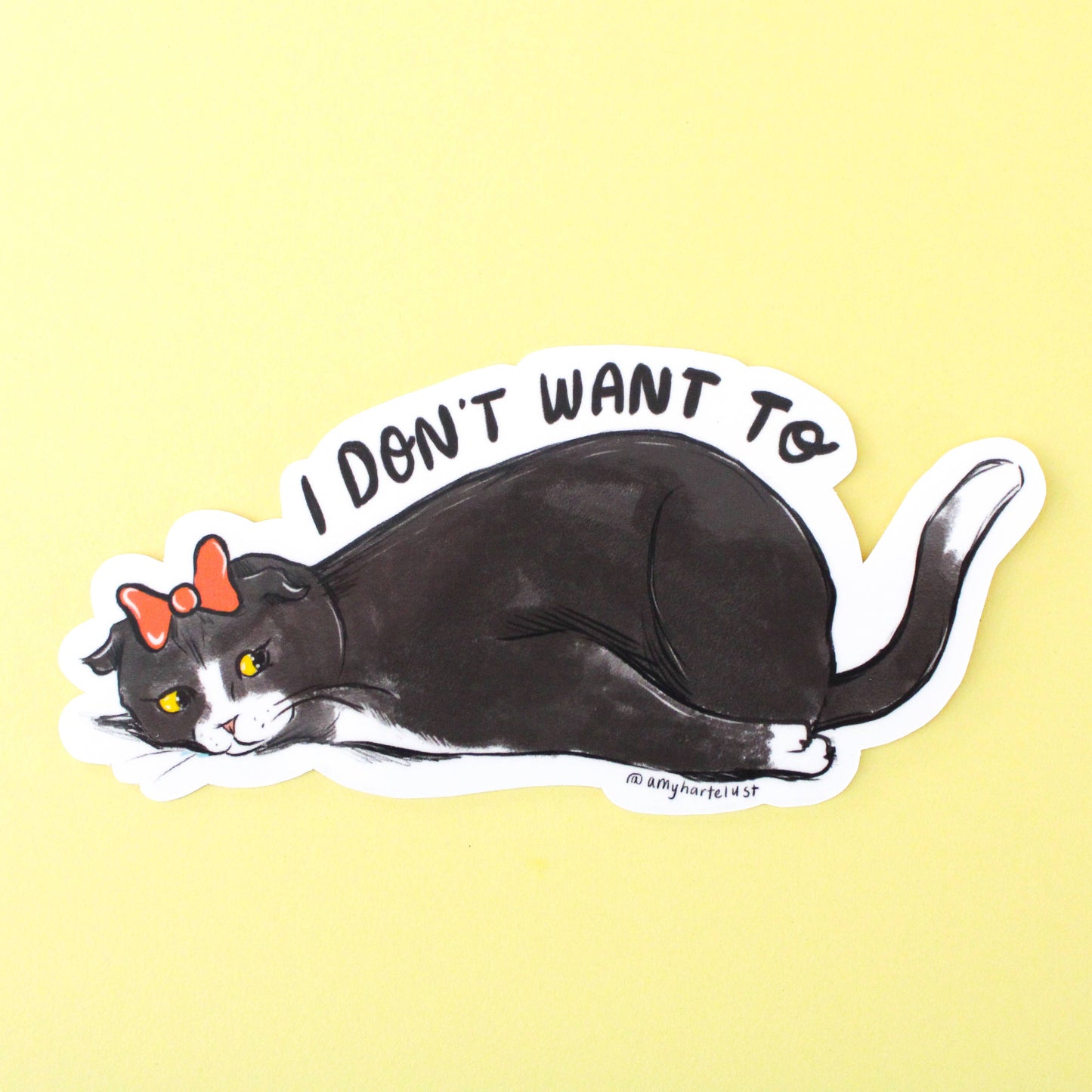 Amy Hartelust Art and Illustration - Tired Cat Vinyl Sticker (I Don’t Want To)