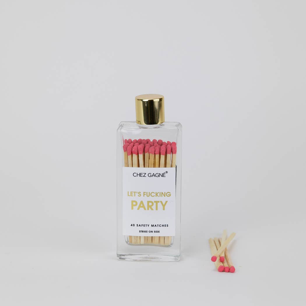 Chez Gagné - Let's Fucking Party - Glass Bottle Safety Matches - Coral