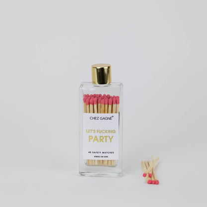 Chez Gagné - Let's Fucking Party - Glass Bottle Safety Matches - Coral
