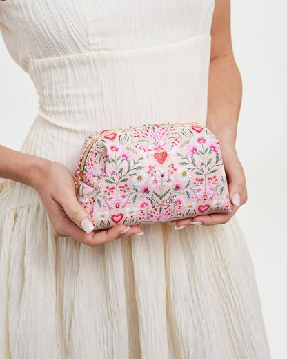 Fable England - Floral Heart Pink Pouch