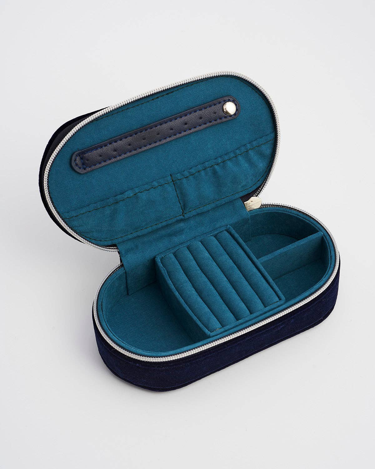 Fable England - Night Sky Embroidered Oval Jewelry Box in Navy Velvet