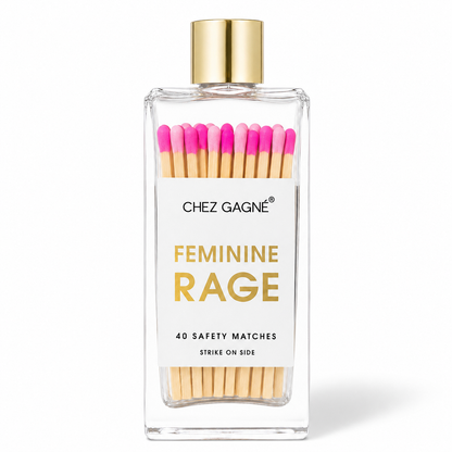 Chez Gagné - Feminine Rage - Glass Bottle Matches, Pink Multi, Funny Gift