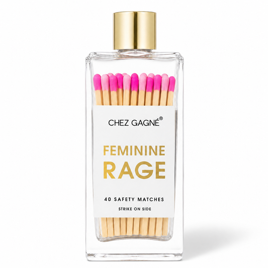 Chez Gagné - Feminine Rage - Glass Bottle Matches, Pink Multi, Funny Gift