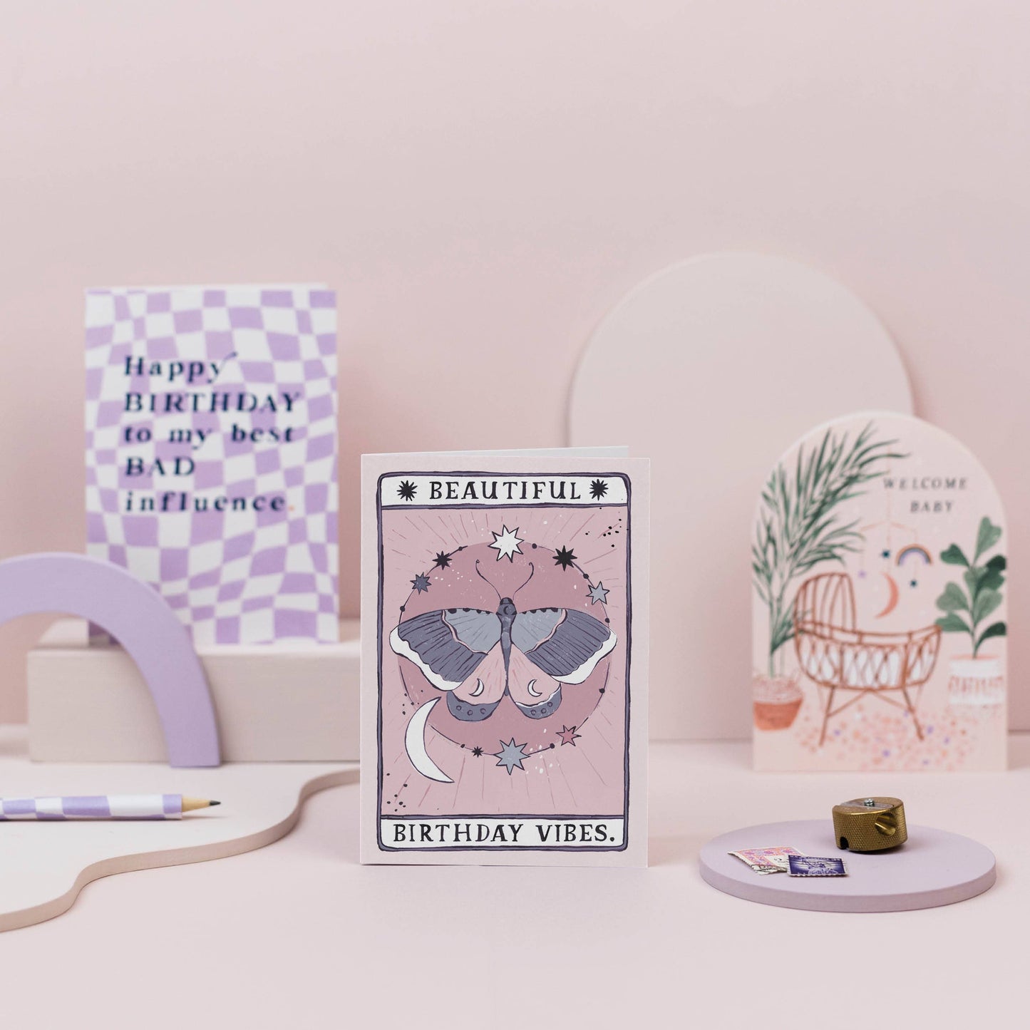 Sister Paper Co. - Moth Birthday Vibes Card | Birthday Card | Tarot Cards