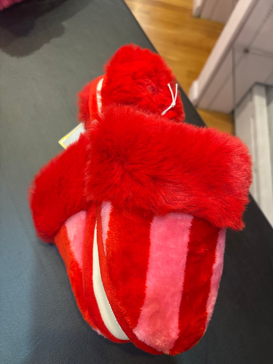 Shiraleah Red and pink striped slippers Large