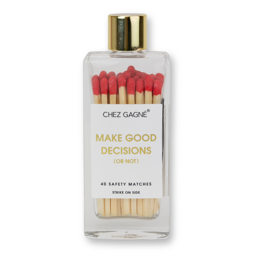 Chez Gagné - Make Good Decisions Matches - Glass Bottle Matchsticks  - Red