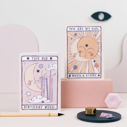 Sister Paper Co. - Tarot Moon Birthday Card | Unisex Birthday Card | Moon Tarot