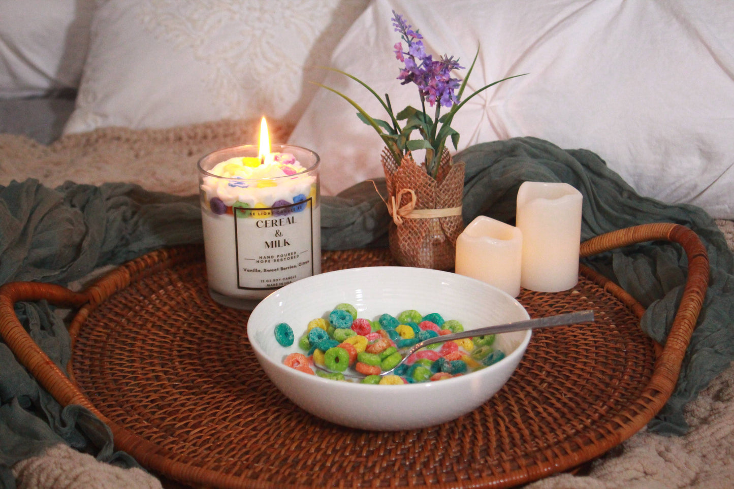 Be Light Candle RE - Cereal & Milk, Scented Soy Candle | Customer Favorite | 12oz