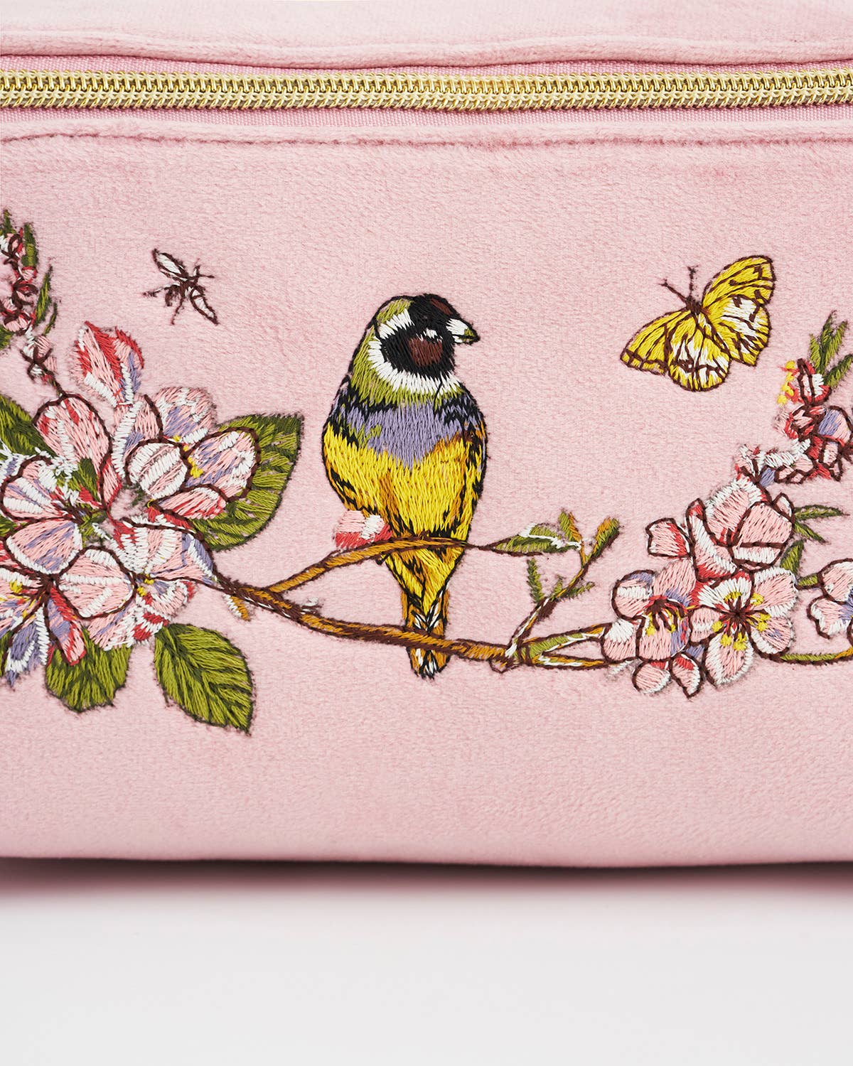 Fable England - Love Scatter Pink Velvet Embroidered Cosmetic Pouch