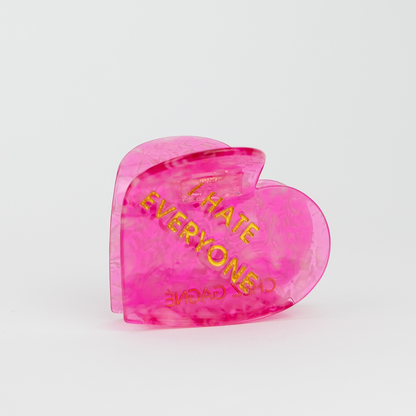 Chez Gagné - I Hate Everyone - Heart Acetate Hair Claw Clip, Funny Gift
