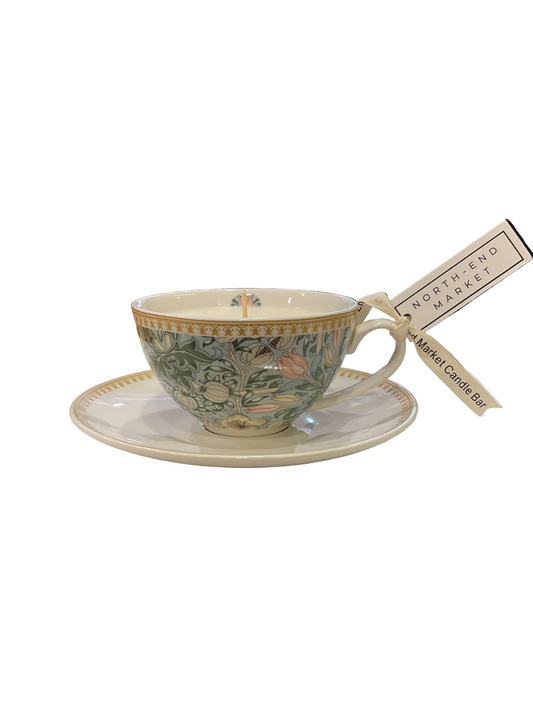 North-End Market- Cinnamon Sugar Donut- Tea Cup & Plate Candle