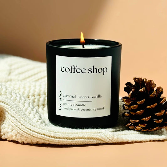 Free Ethos - Coconut Soy Fall Autumn Candle - Coffee Shop