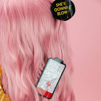Chez Gagné - She's Gonna Blow - Bomb Acetate Hair Claw Clip, Funny Gift