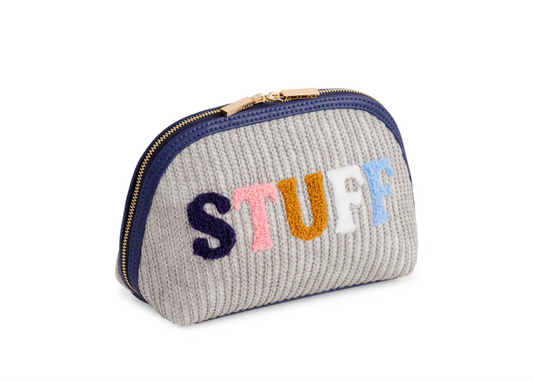 Shiraleah - "STUFF" Knit Zip Pouch - Grey