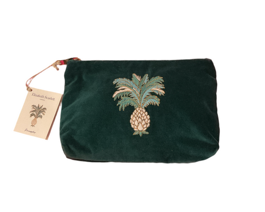 Elizabeth Scarlett- pineapples emerald mini pouch