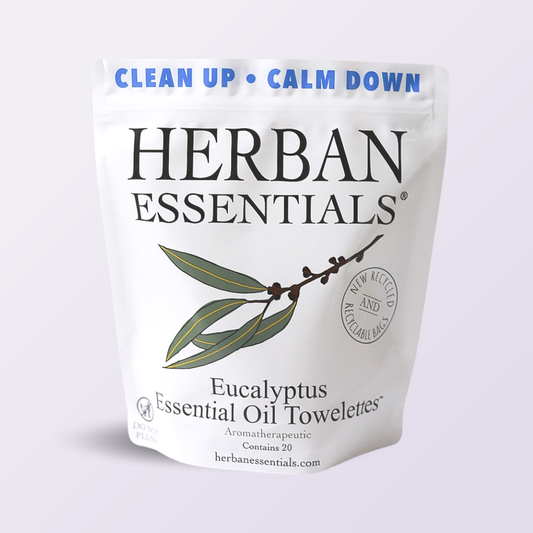 Herban Essentials - Eucalyptus Towelettes - 20 Individual Essential Oil Wipes