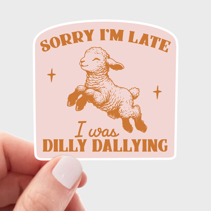 Yarnival - Sorry I'm Late I Was Dilly Dallying Sticker - lamb, cute