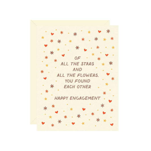 Wallflower Paper & Party - Stars & Flowers Engagement Card