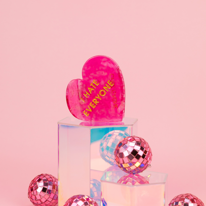 Chez Gagné - I Hate Everyone - Heart Acetate Hair Claw Clip, Funny Gift