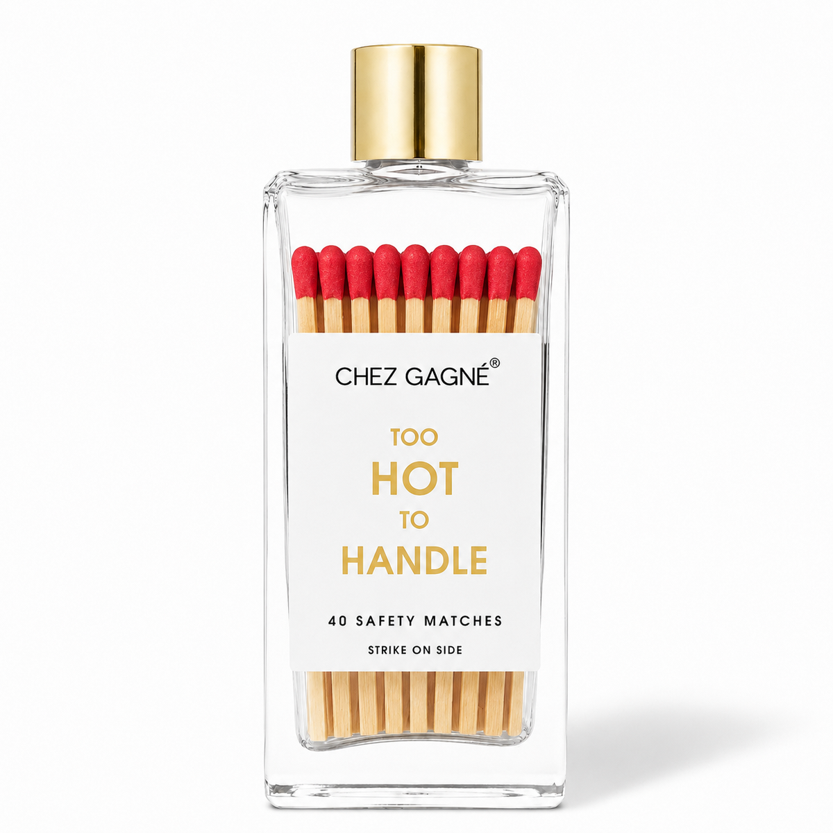 Chez Gagné - Too Hot To Handle - Glass Bottle Matches, Red, Funny Gift