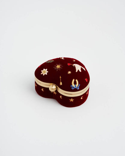 Fable England - Love Scatter Red Velvet Embroidered Jewellery Box