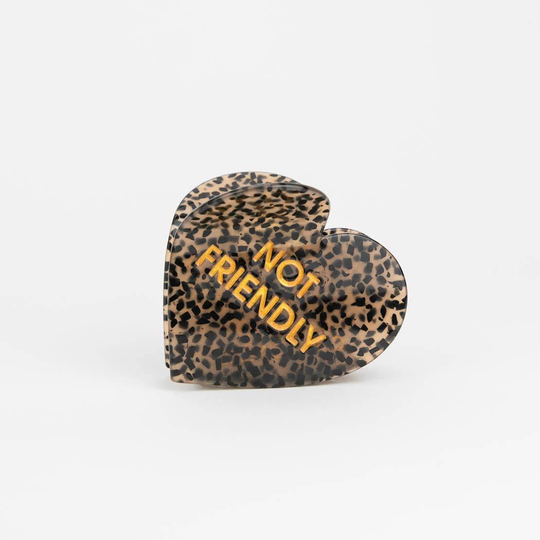 Chez Gagné - Not Friendly - Heart Acetate Hair Claw Clip, Funny Gift