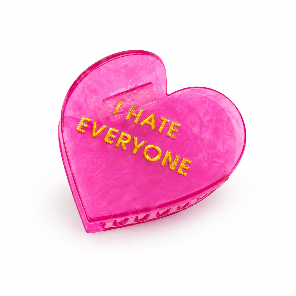 Chez Gagné - I Hate Everyone - Heart Acetate Hair Claw Clip, Funny Gift