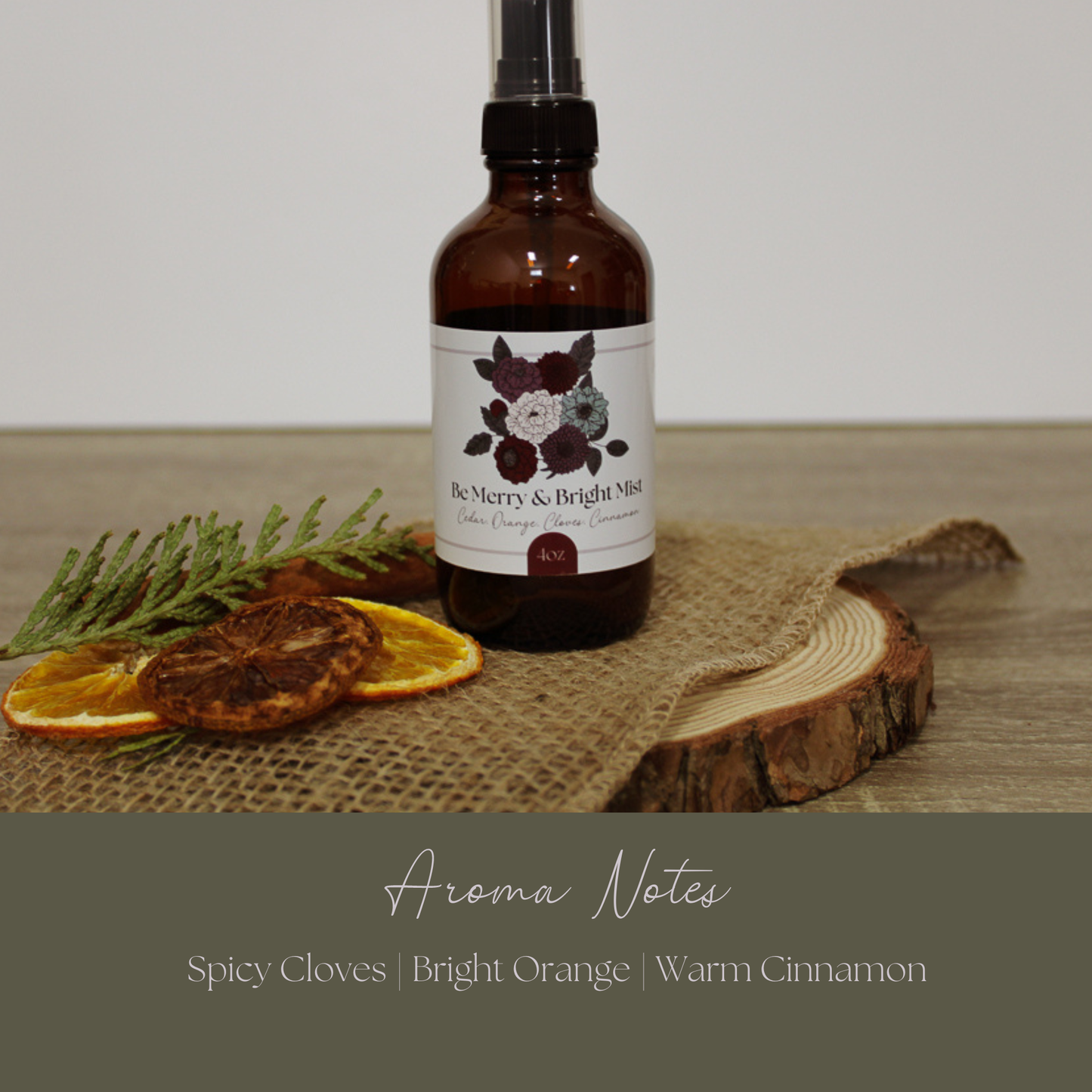 Simmer and Co Natural Aroma - Be Merry & Bright Simmer Mist, Natural Holiday Spice Room + Linen Spray