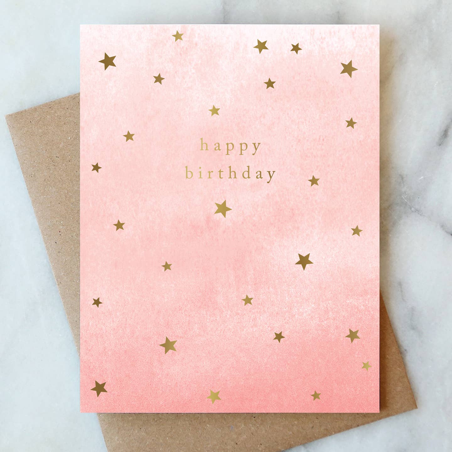 Soft Blush Stars Birthday Greeting Card