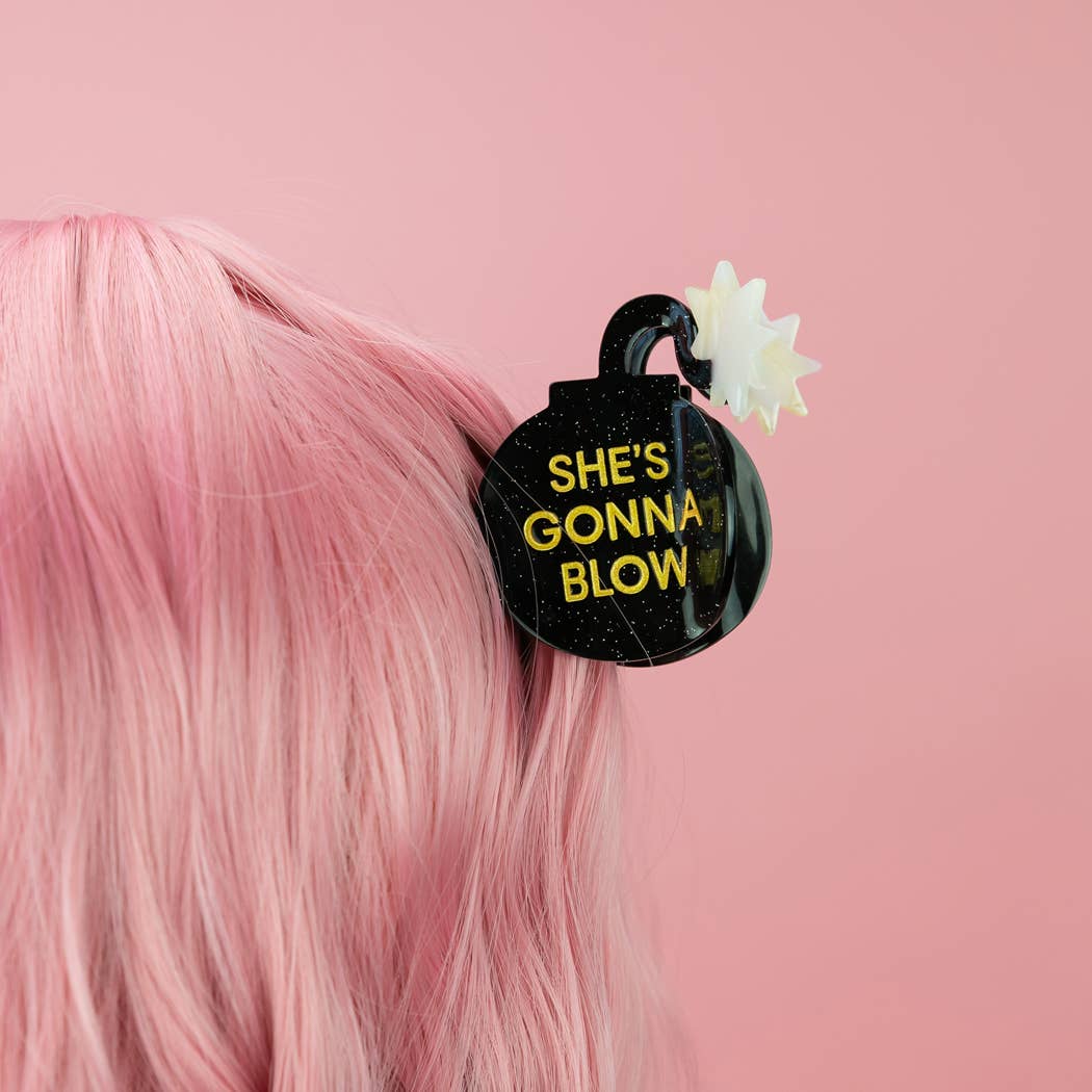 Chez Gagné - She's Gonna Blow - Bomb Acetate Hair Claw Clip, Funny Gift