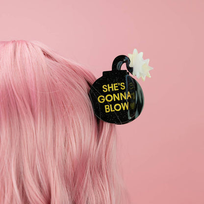Chez Gagné - She's Gonna Blow - Bomb Acetate Hair Claw Clip, Funny Gift