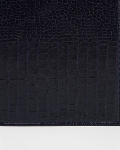 Fable England - Night Sky Embroidered Large Jewelry Box in Navy Croc
