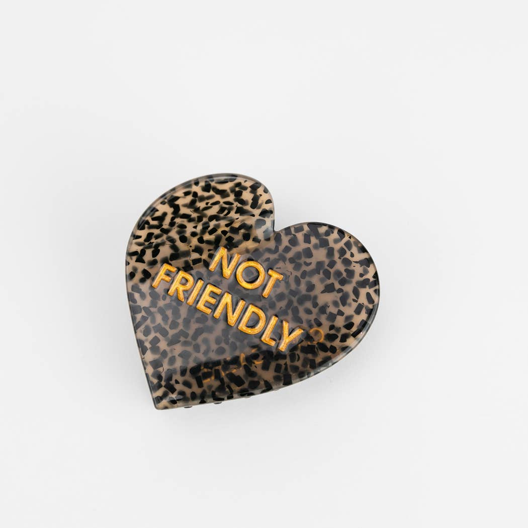 Chez Gagné - Not Friendly - Heart Acetate Hair Claw Clip, Funny Gift