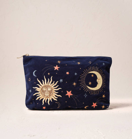 Elizabeth Scarlett- Celestial Everyday Pouch: Navy / Velvet