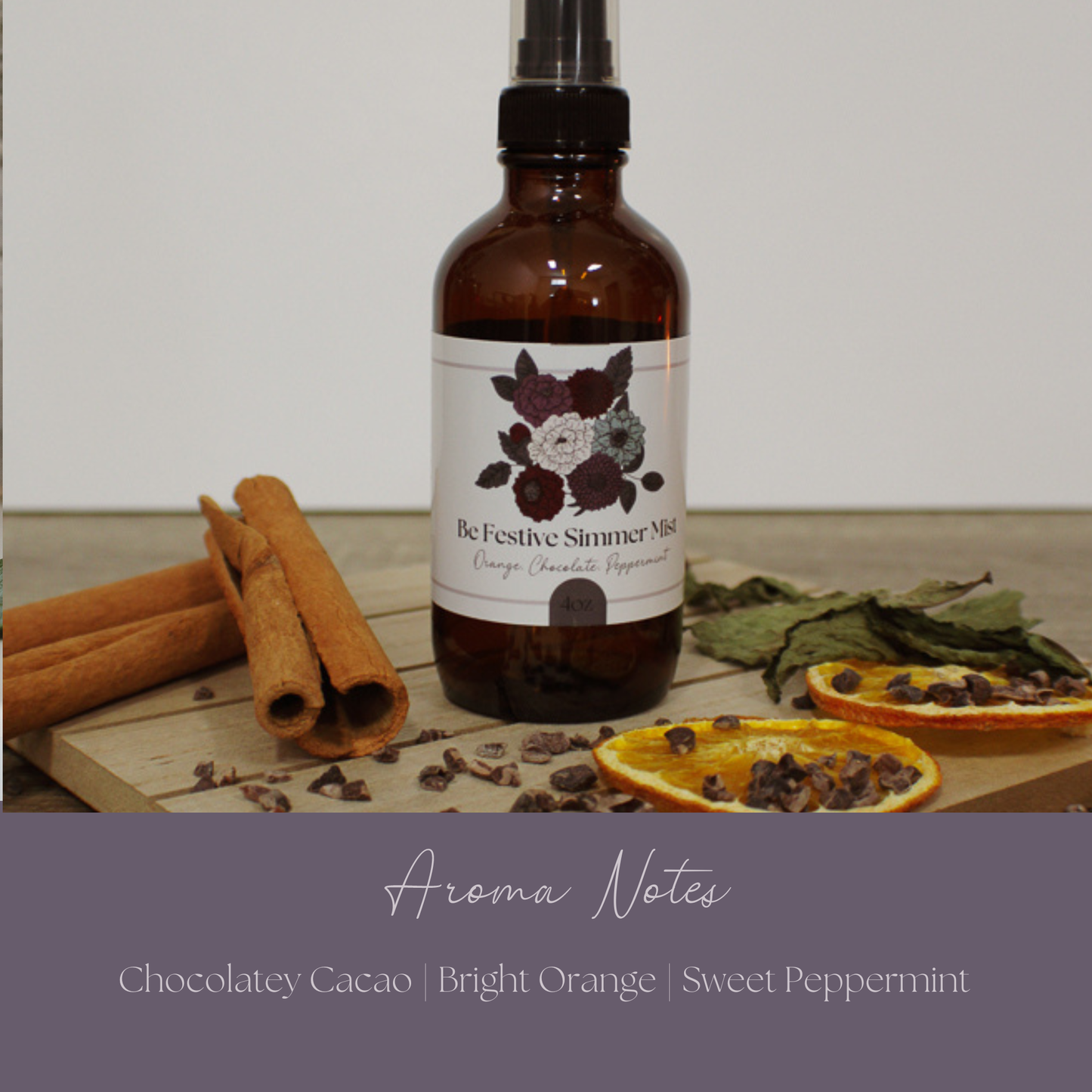 Simmer and Co Natural Aroma - Be Festive Simmer Mist, Natural Peppermint Cocoa Room + Linen Spray