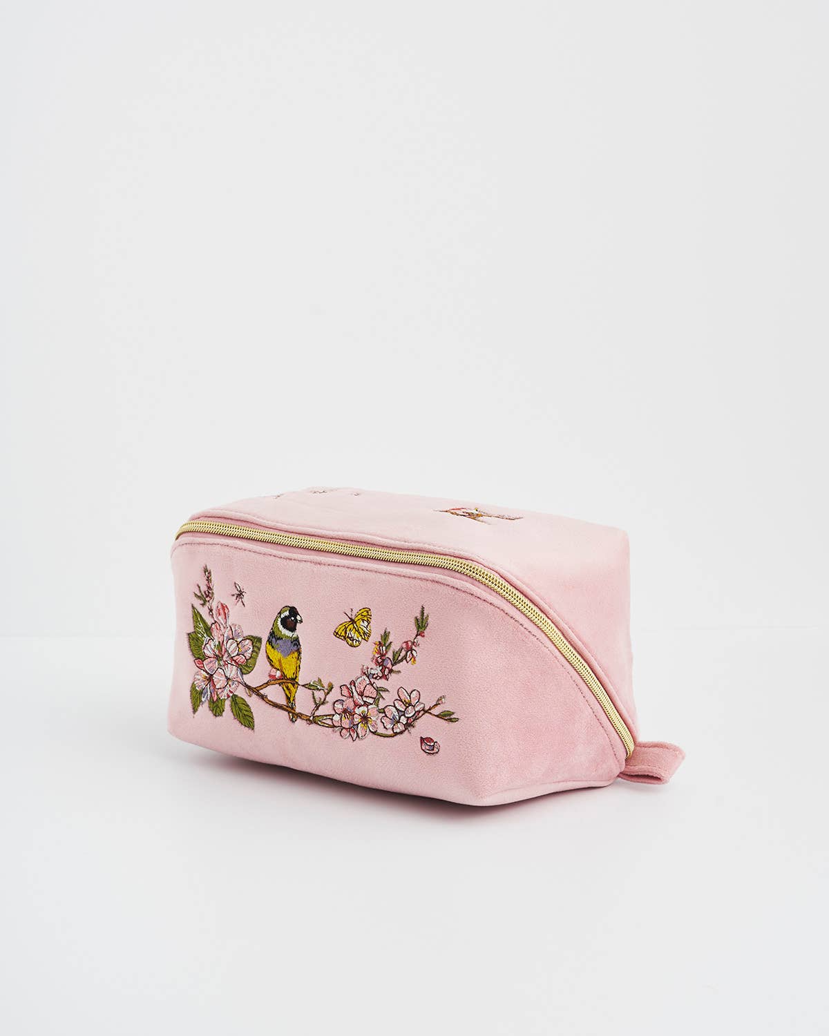 Fable England - Love Scatter Pink Velvet Embroidered Cosmetic Pouch