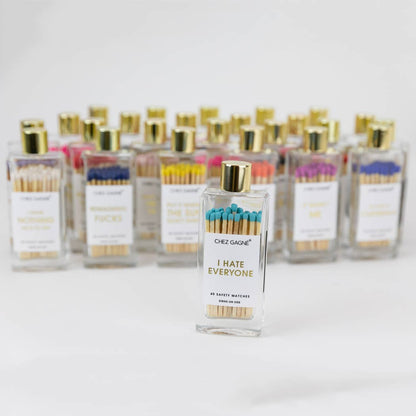 Chez Gagné - I Hate Everyone - Bottle Safety Matches, Aqua, Funny Gift